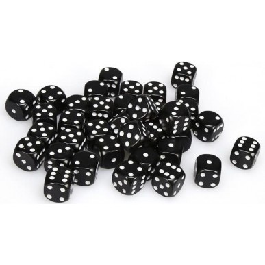 Chessex - Set 36 Dadi da 12mm - Opaque Black/White