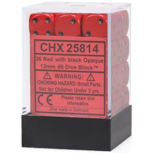 Chessex - Set 36 Dadi da 12mm - Opaque Red/Black 2