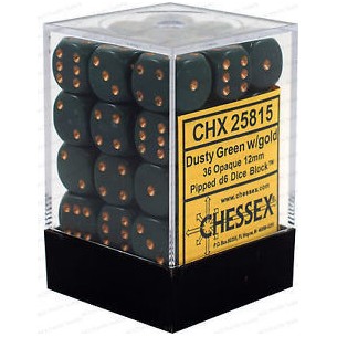 Chessex - Set 36 Dadi da 12mm - Opaque Dusty Green/Gold 2