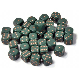 Chessex - Set 36 Dadi da 12mm - Opaque Dusty Green/Gold