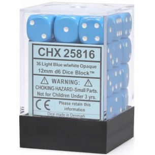 Chessex - Set 36 Dadi da 12mm - Opaque Light Blue/White 2