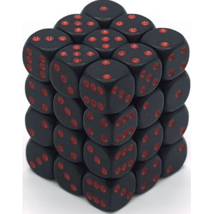Chessex - Set 36 Dadi da 12mm - Opaque Black/Red