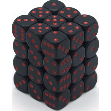 Chessex - Set 36 Dadi da 12mm - Opaque Black/Red