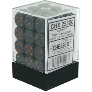 Chessex - Set 36 Dadi da 12mm - Opaque Dark Grey/Copper 2
