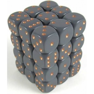 Chessex - Set 36 Dadi da 12mm - Opaque Dark Grey/Copper