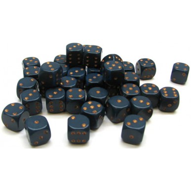 Chessex - Set 36 Dadi da 12mm - Opaque Dusty Blue/Copper
