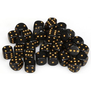 Chessex - Set 36 Dadi da 12mm - Opaque Black/Gold