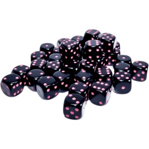 Chessex - Set 36 Dadi da 12mm - Opaque Black/Pink