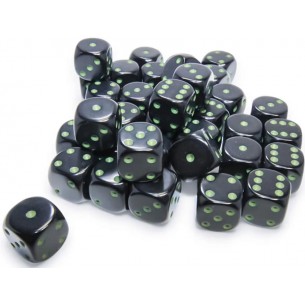 Chessex - Set 36 Dadi da 12mm - Opaque Black/Green