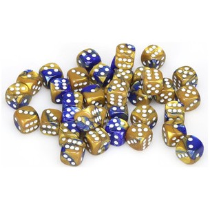Chessex - Set 36 Dadi da 12mm - Gemini Blue/Gold/White