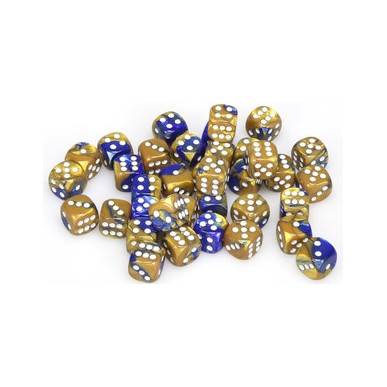 Chessex - Set 36 Dadi da 12mm - Gemini Blue/Gold/White