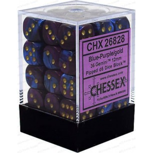 Chessex - Set 36 Dadi da 12mm - Gemini Blue/Purple/Gold 2