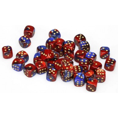 Chessex - Set 36 Dadi da 12mm - Gemini Blue/Red/Gold