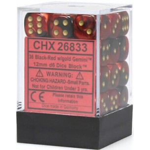 Chessex - Set 36 Dadi da 12mm - Gemini Black/Red/Gold 2