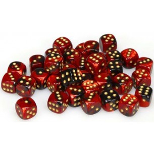Chessex - Set 36 Dadi da 12mm - Gemini Black/Red/Gold
