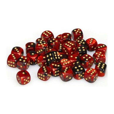 Chessex - Set 36 Dadi da 12mm - Gemini Black/Red/Gold