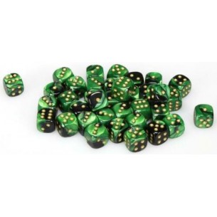 Chessex - Set 36 Dadi da 12mm - Gemini Black/Green/Gold