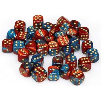 Chessex - Set 36 Dadi da 12mm - Gemini Red/Teal/Gold