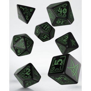 Q Workshop - Set 7 Dadi - Call of Cthulhu Black & Green 2