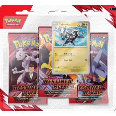 Scarlet & Violet: Destined Rivals - 3 Pack Blister - Zebstrika (ENG)