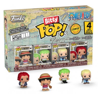 Funko Bitty Pop - One Piece 4 Pack - Monkey D. Luffy / Roronoa Zoro / Axe Hand Morgan / Mystery (Chase)