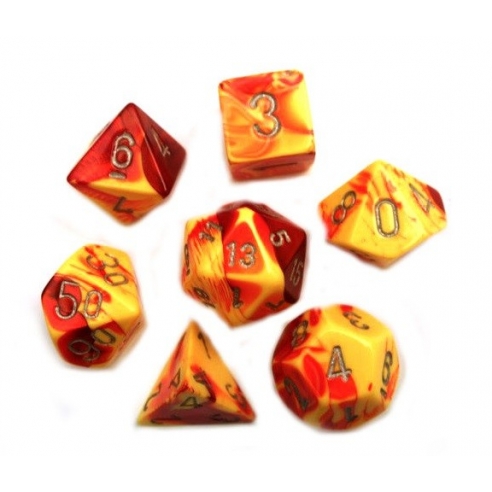 Mixed dice set Gemini Red-Yellow w/silver - Chessex CHX 26450 Chessex 8,90 €