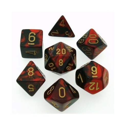 Mixed dice set Gemini Black-Red w/gold - Chessex CHX 26433 Chessex 8,90 €