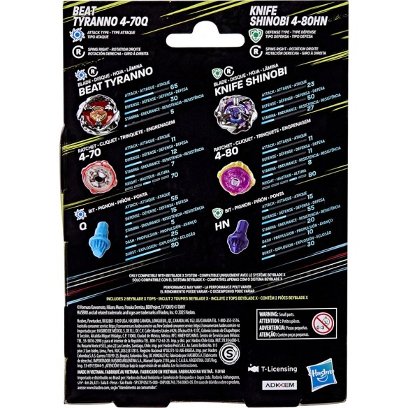 Beyblade X - Dual Pack - Beat Tyranno 4-70Q & Knife Shinobi 4-80HN Beyblade X - Dual Pack - Beat Tyranno 4-70Q & Knife Shinobi 4-80HN