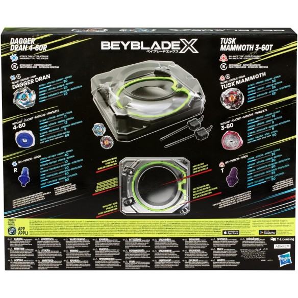 Beyblade X - Xtreme Battle Set - Dagger Dran 4-60R & Tusk Mammoth 3-60T Beyblade X - Xtreme Battle Set - Dagger Dran 4-60R & Tusk Mammoth 3-60T