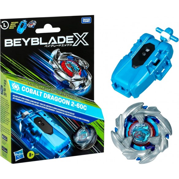 Beyblade X - Deluxe Left-Spin String Launcher Set - Cobalt Dragoon 2-60C Beyblade X - Deluxe Left-Spin String Launcher Set - Cobalt Dragoon 2-60C