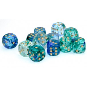 Chessex - Set 12 Dadi da 16mm - Nebula Oceanic/Gold