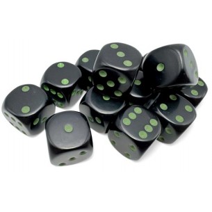 Chessex - Set 12 Dadi da 16mm - Opaque Black/Green