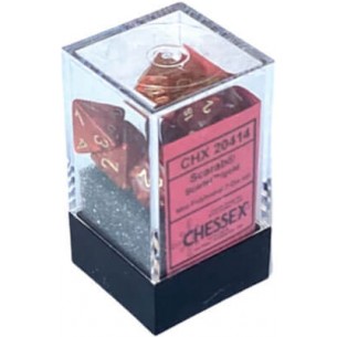 Chessex - Set 7 Mini Dadi - Scarab Scarlet/Gold 2