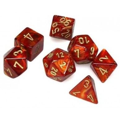 Chessex - Set 7 Mini Dadi - Scarab Scarlet/Gold