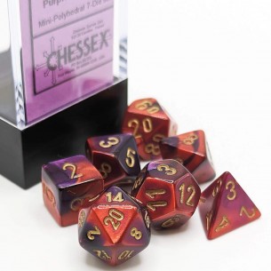 Chessex - Set 7 Mini Dadi - Gemini Purple/Red/Gold 2