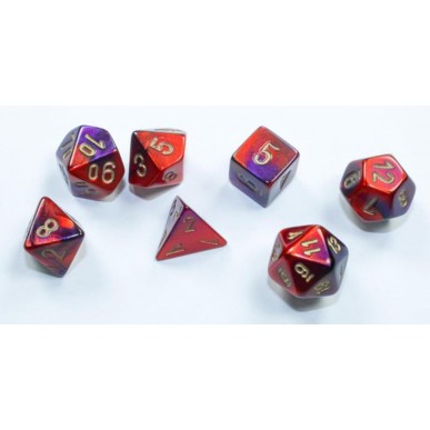 Chessex - Set 7 Mini Dadi - Gemini Purple/Red/Gold