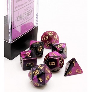 Chessex - Set 7 Mini Dadi - Gemini Black/Purple/Gold 2