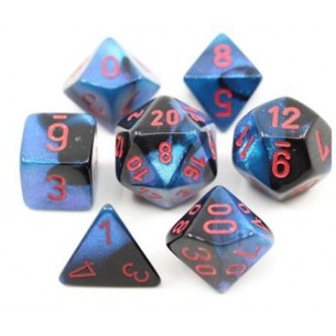 Chessex - Set 7 Mini Dadi - Gemini Black/Starlight/Red