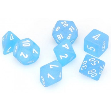 Chessex - Set 7 Mini Dadi - Frosted Caribbean Blue/White