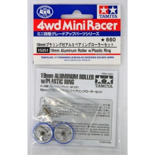 19mm Aluminum Roller w/Plastic Ring - 15251 - 4WD Mini Racer - Tamiya 2