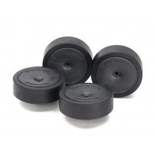 Large Diameter Low Friction Low-Profile Tires (31mm) & Carbon Wheels (Dish) - 15544 - 4WD Mini Racer - Tamiya