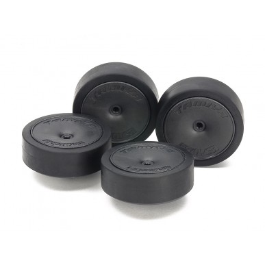 Large Diameter Low Friction Low-Profile Tires (31mm) & Carbon Wheels (Dish) - 15544 - 4WD Mini Racer - Tamiya