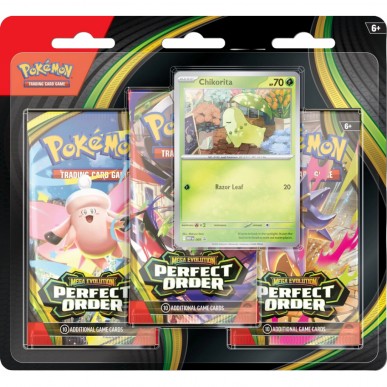 Mega Evolution: Perfect Order - 3 Pack Blister - Chikorita (ENG)