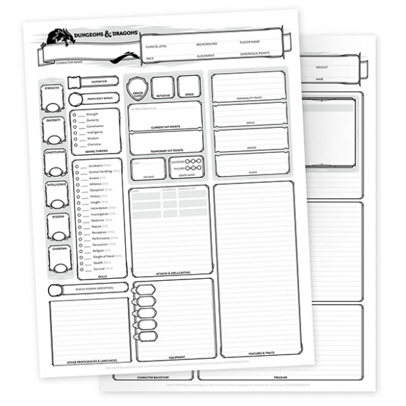 Dungeons & Dragons - Character Sheets (ENG) Accessori D&D