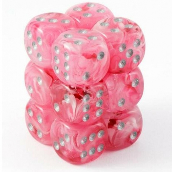 Chessex - Ghosly Glow Pink w/silver - Dadi 6 facce Dadi