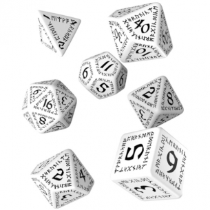 Q Workshop - Set di 7 Dadi misti - Runic Bianco e Nero Dadi 2