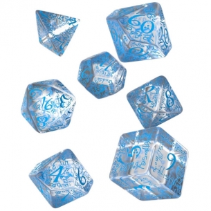 Q Workshop - Set di 7 Dadi misti - Elfi Trasparente e Blu Dadi 2