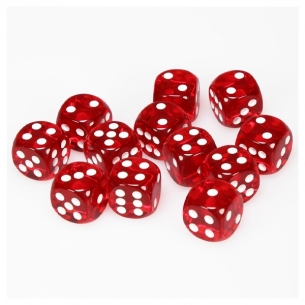 Chessex - Set 12 Dadi Rossi Traslucidi Dadi