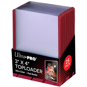 Premium Toploader Red Border (25 Pezzi) - Ultra Pro Espositori e Toploader