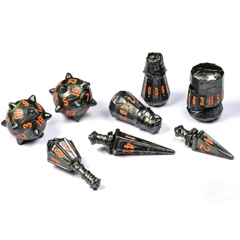 PolyHero Warrior - Set da 8 Dadi a Facce Miste - Steel Grey